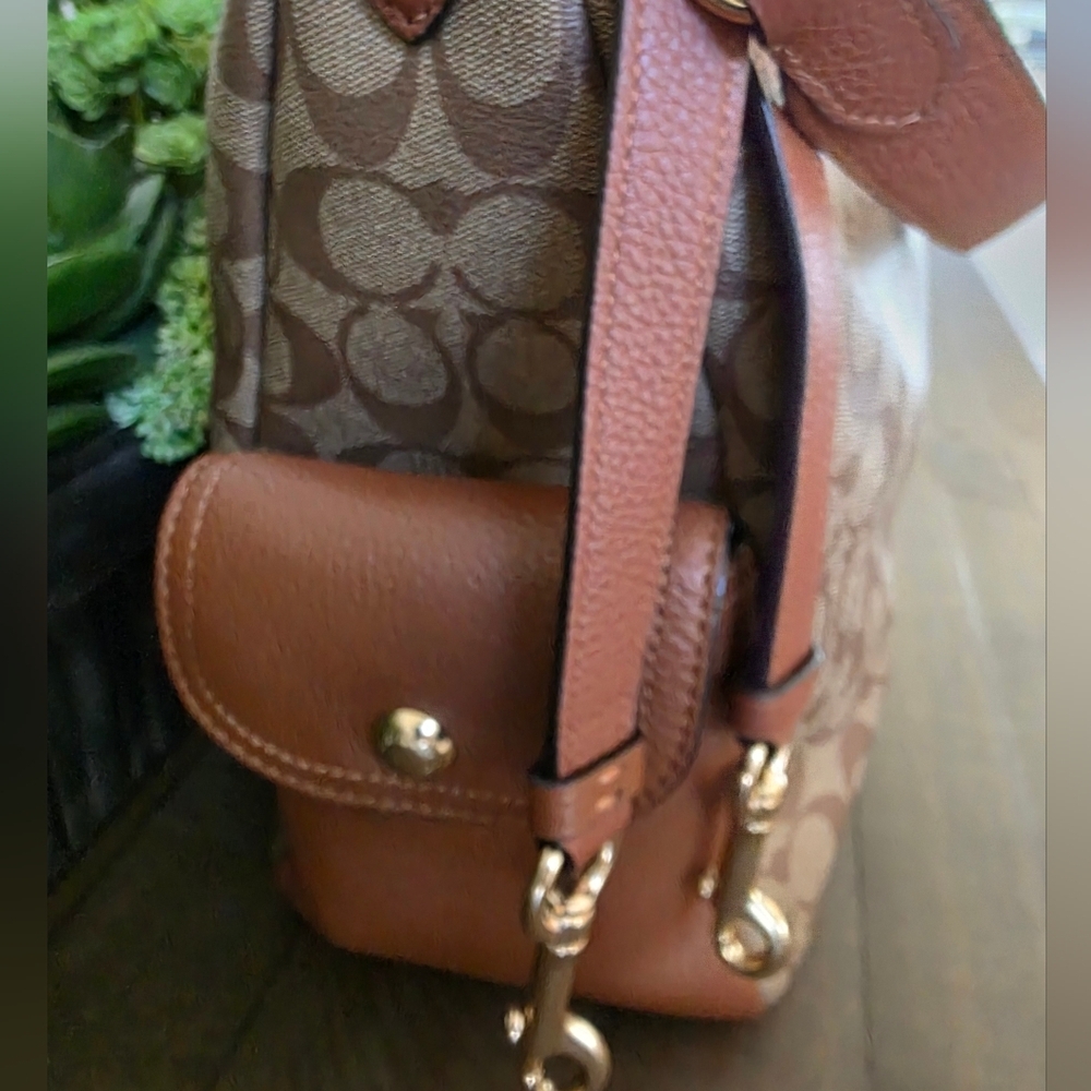 Coach Pennie Shoulder/Crossbody Bag In Signature Canvas With Leather Trim - Picture 8 of 12